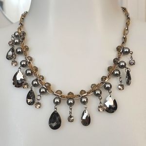 New LOFT Silver/Gold Dangle Teardrop Bead Necklace #1380